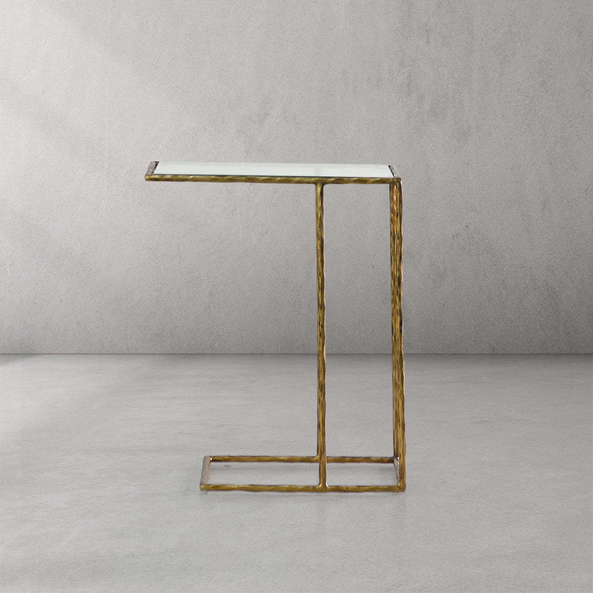 Thalderus Tempered Glass C-Shaped Side Table