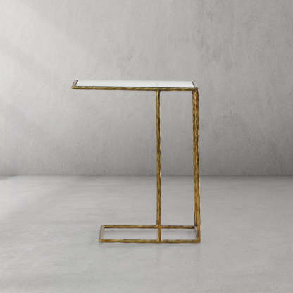 Thalderus Tempered Glass C-Shaped Side Table