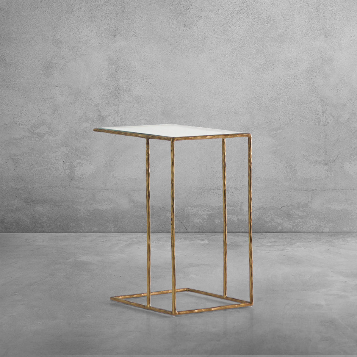 Thalderus Tempered Glass C-Shaped Side Table