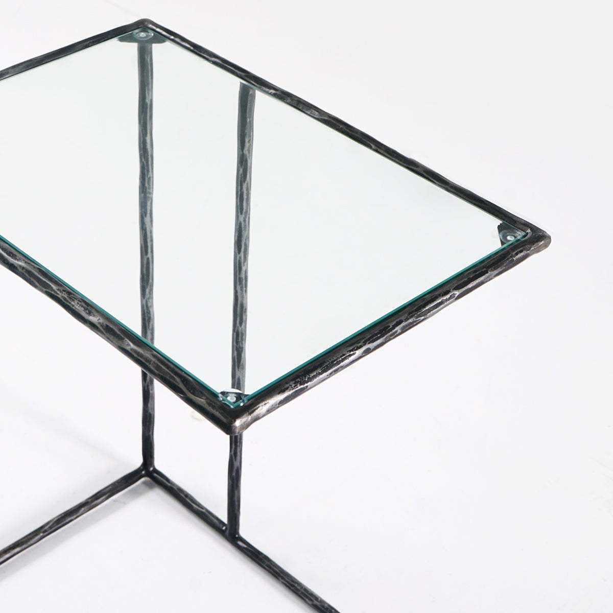 Thalderus Tempered Glass C-Shaped Side Table