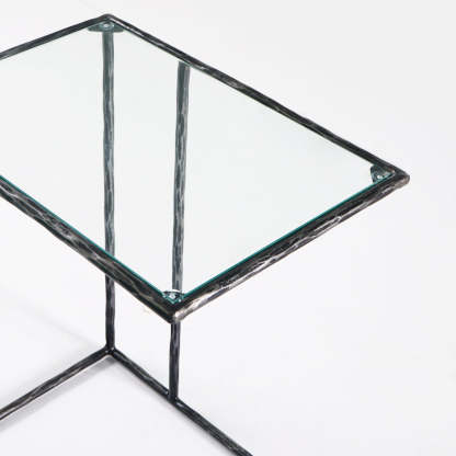 Thalderus Tempered Glass C-Shaped Side Table