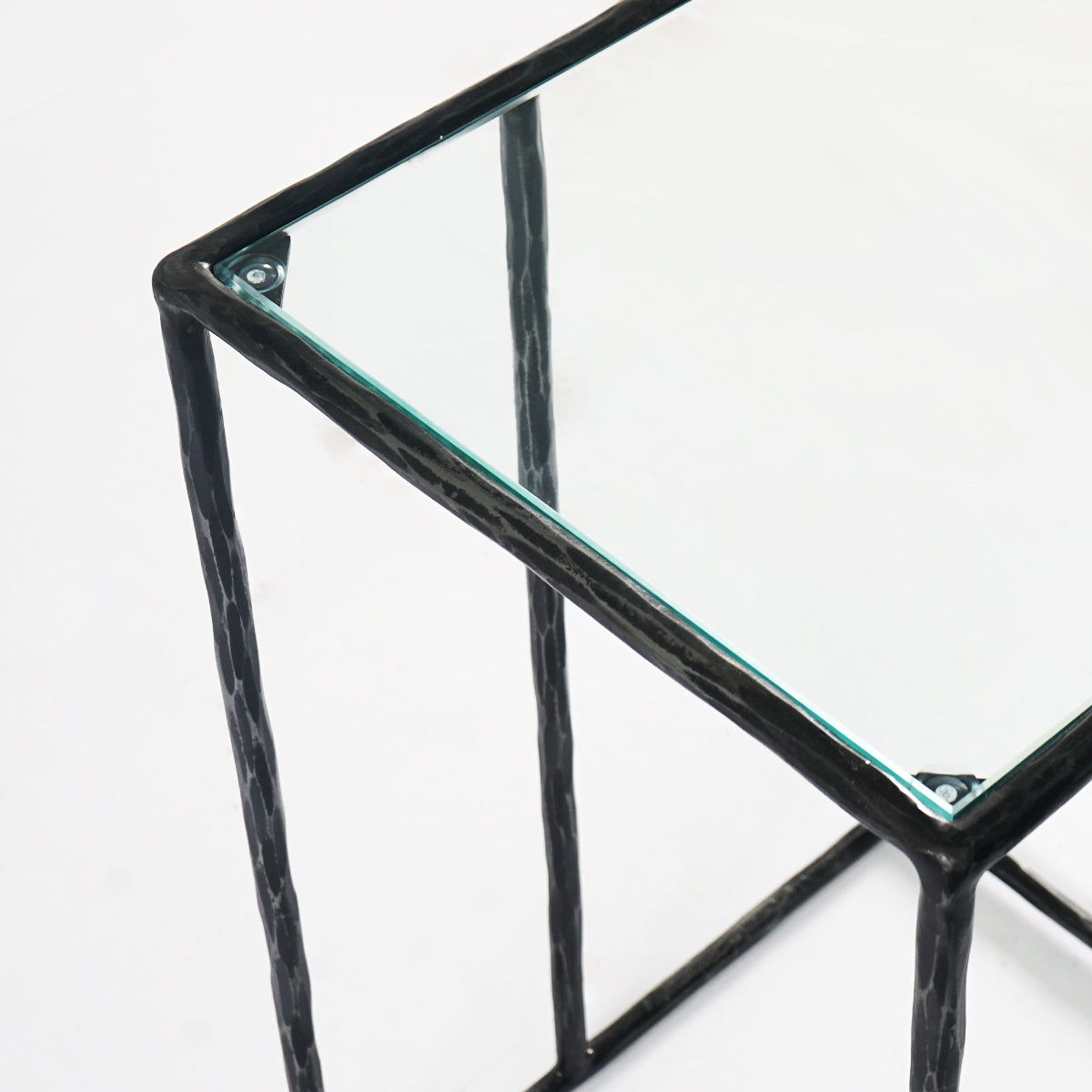Thalderus Tempered Glass C-Shaped Side Table