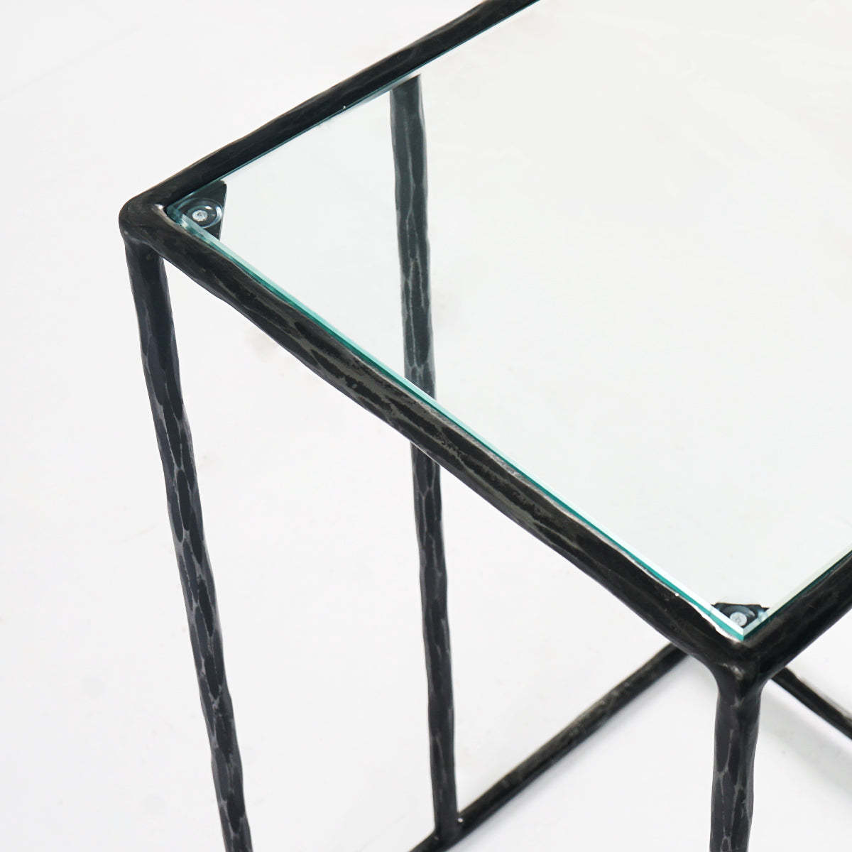 Thalderus Tempered Glass C-Shaped Side Table