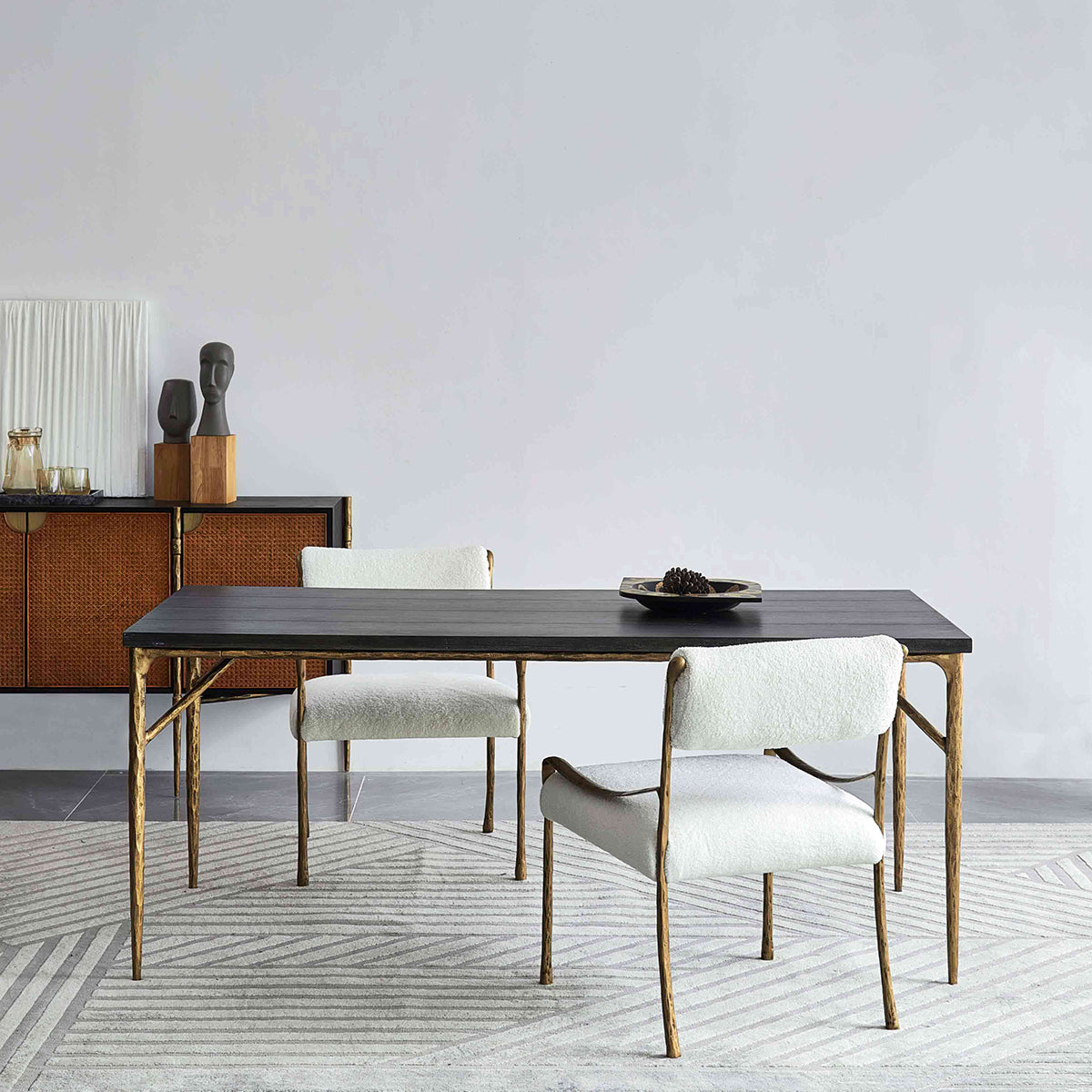 Thalderus Retro Copper Iron Frame Armless Dining Chair