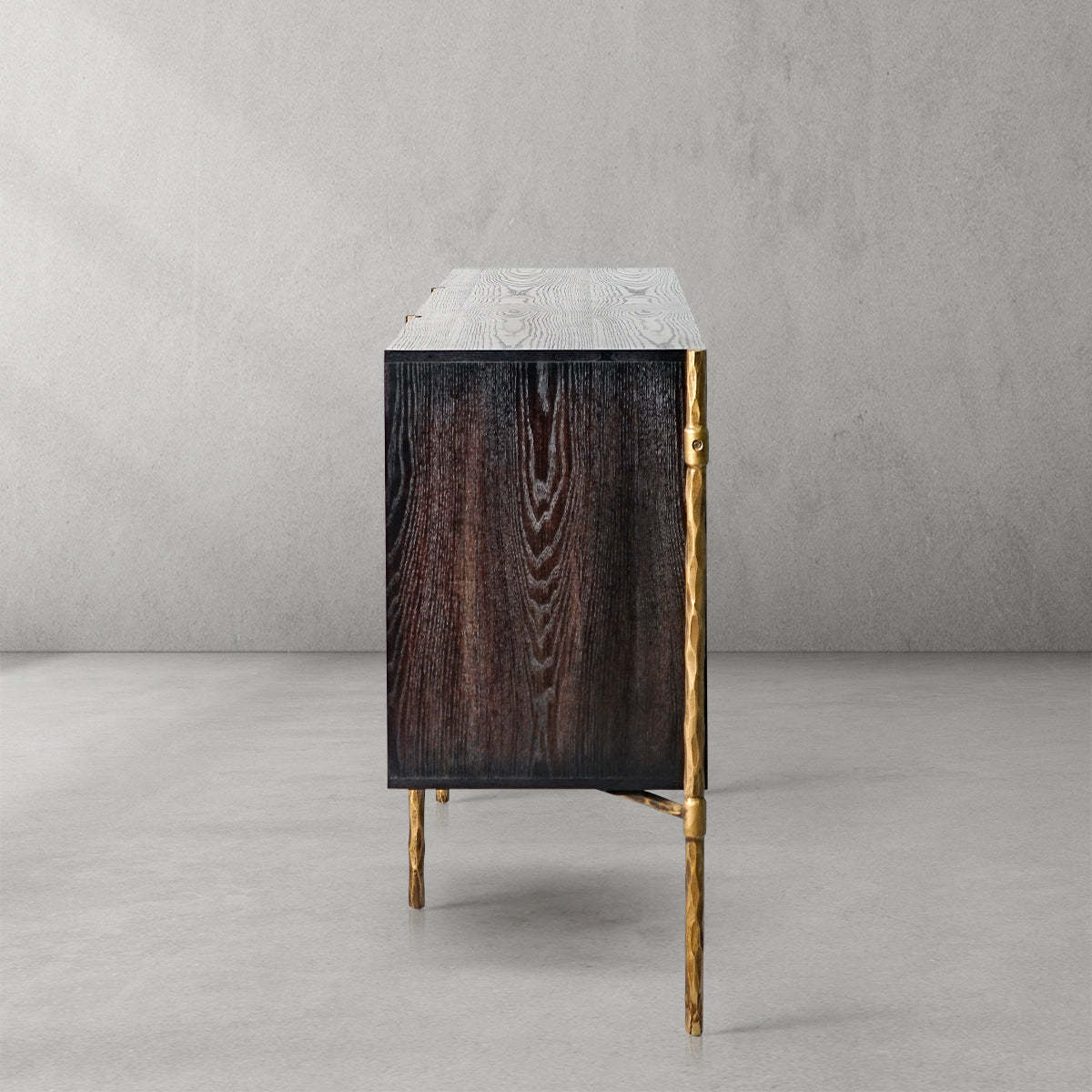 Thalderus Metal Frame Rattan Side Cabinet