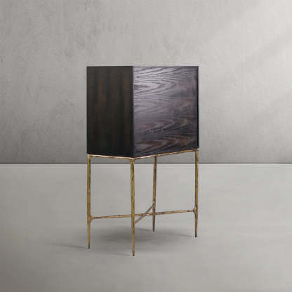 Thalderus Metal Frame Rattan Side Cabinet