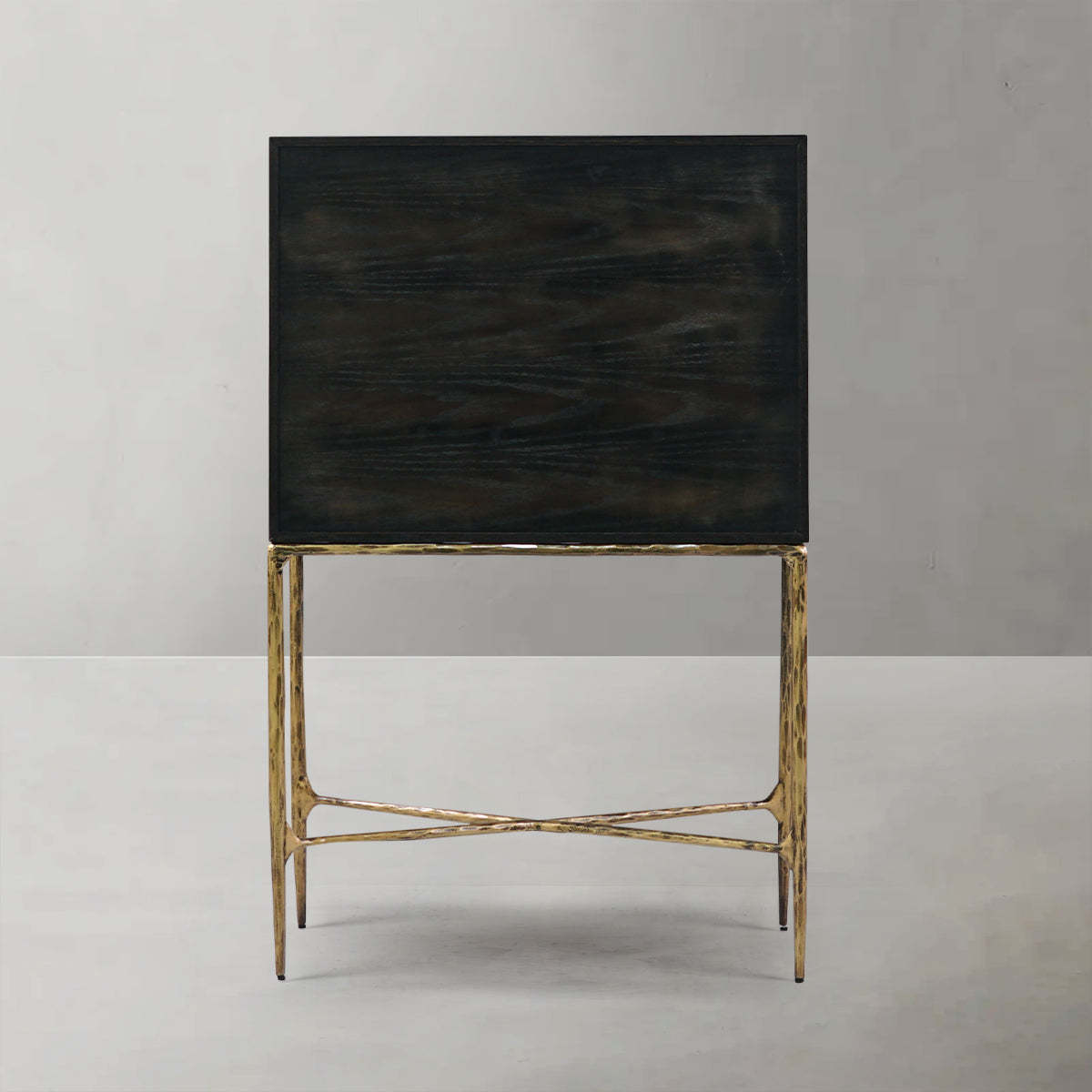 Thalderus Metal Frame Rattan Side Cabinet