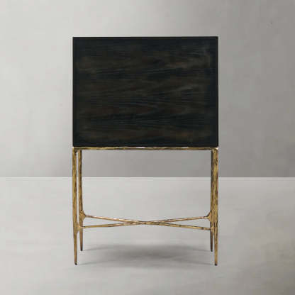 Thalderus Metal Frame Rattan Side Cabinet