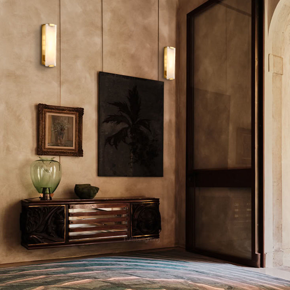 Hand-Carved Alabaster Grand Sconce