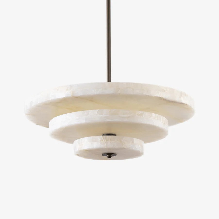 Alabaster Bronze & White LED Chandelier – Elegant 33‑Inch