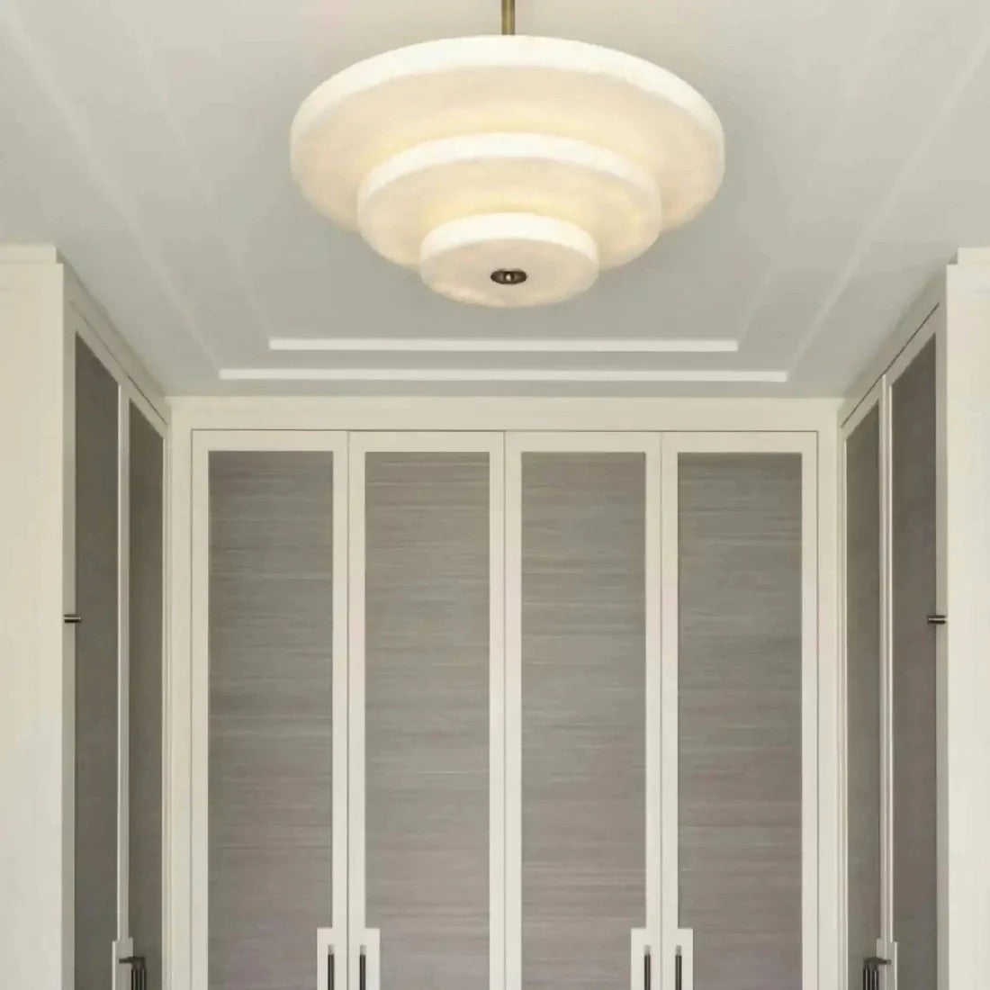 Alabaster Bronze & White LED Chandelier – Elegant 33‑Inch