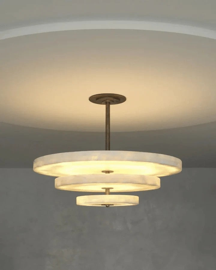 Alabaster Bronze & White LED Chandelier – Elegant 33‑Inch