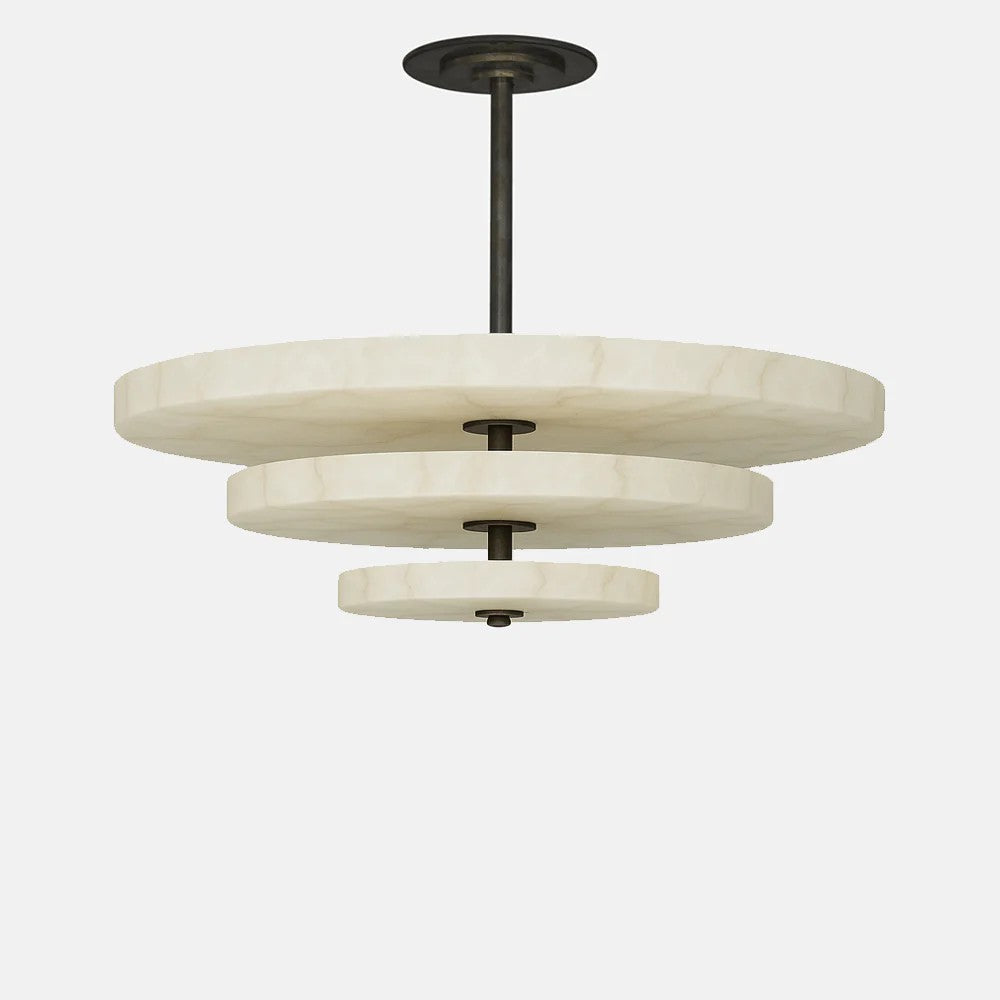 Alabaster Bronze & White LED Chandelier – Elegant 33‑Inch