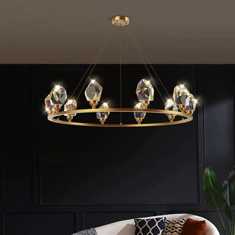 Angelia Faceted Crystal Prisms Crown Chandelier - thebelacan
