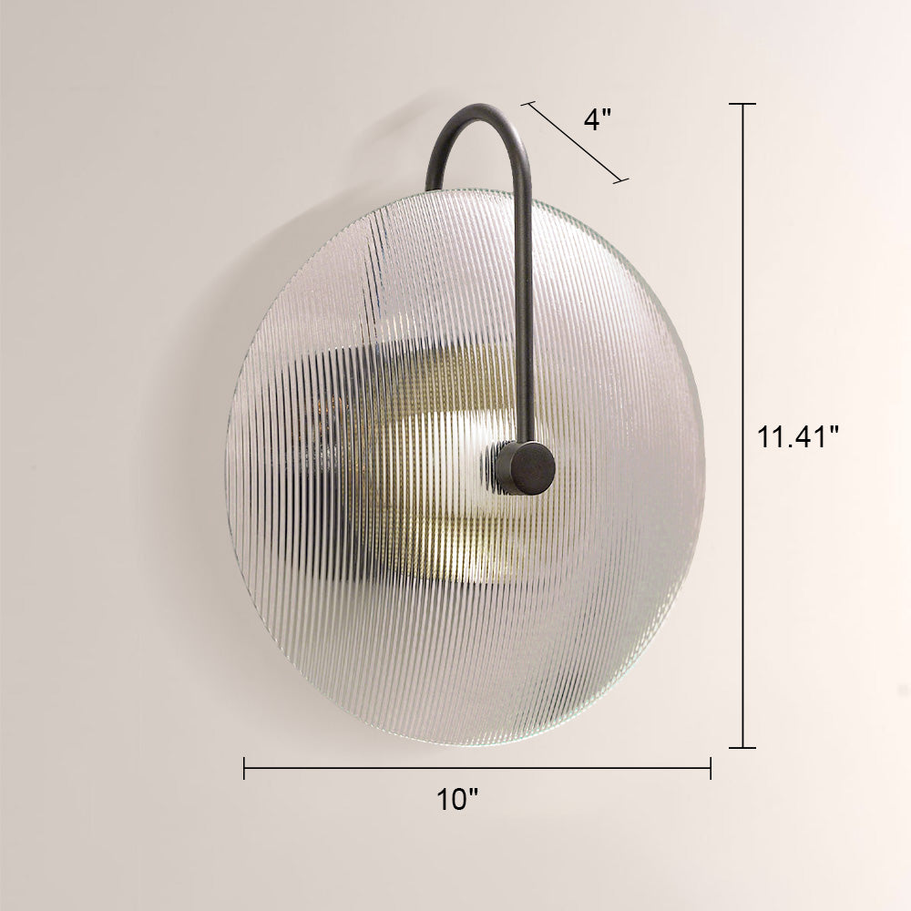 Aperto Ribbed Glass Disc Wall Sconce