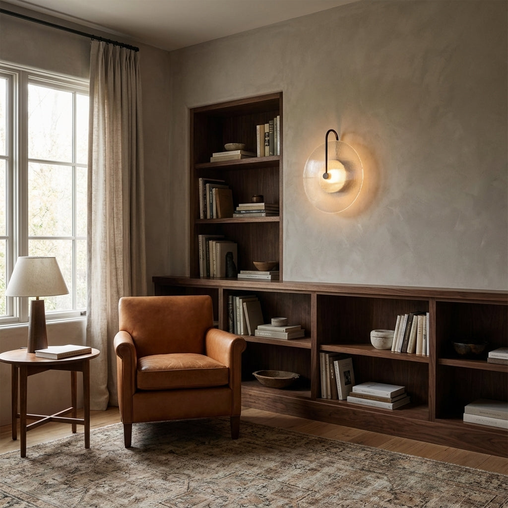 Aperto Ribbed Glass Disc Wall Sconce