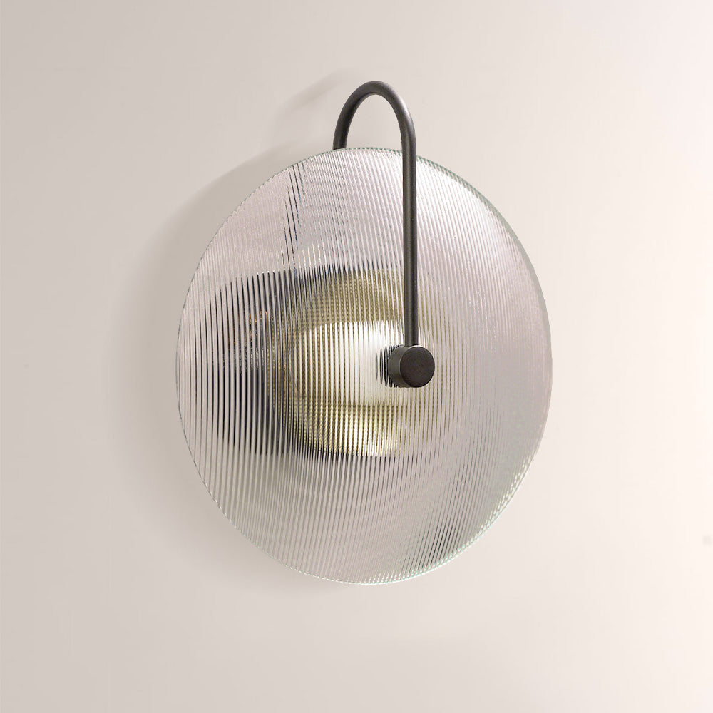 Aperto Ribbed Glass Disc Wall Sconce