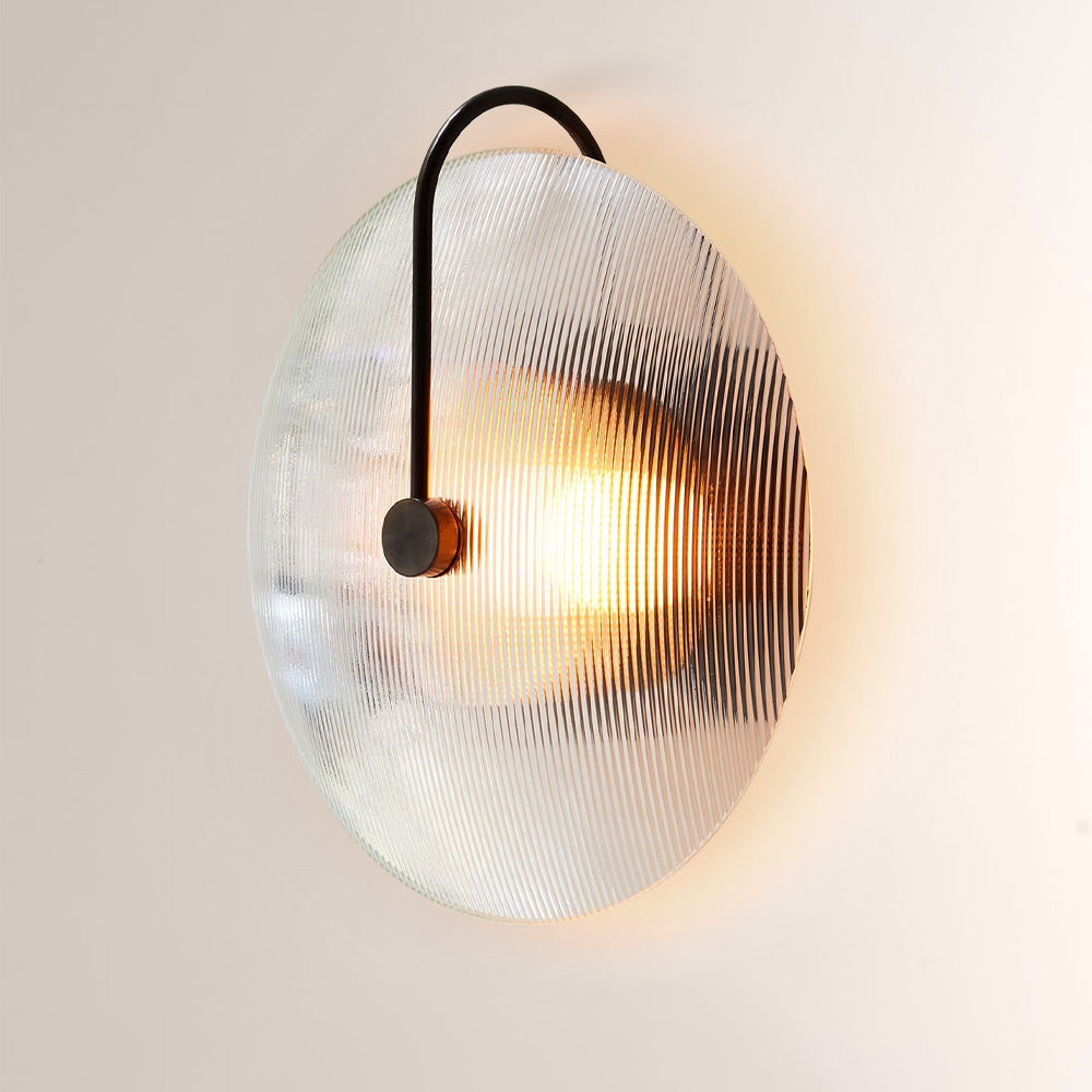 Aperto Ribbed Glass Disc Wall Sconce