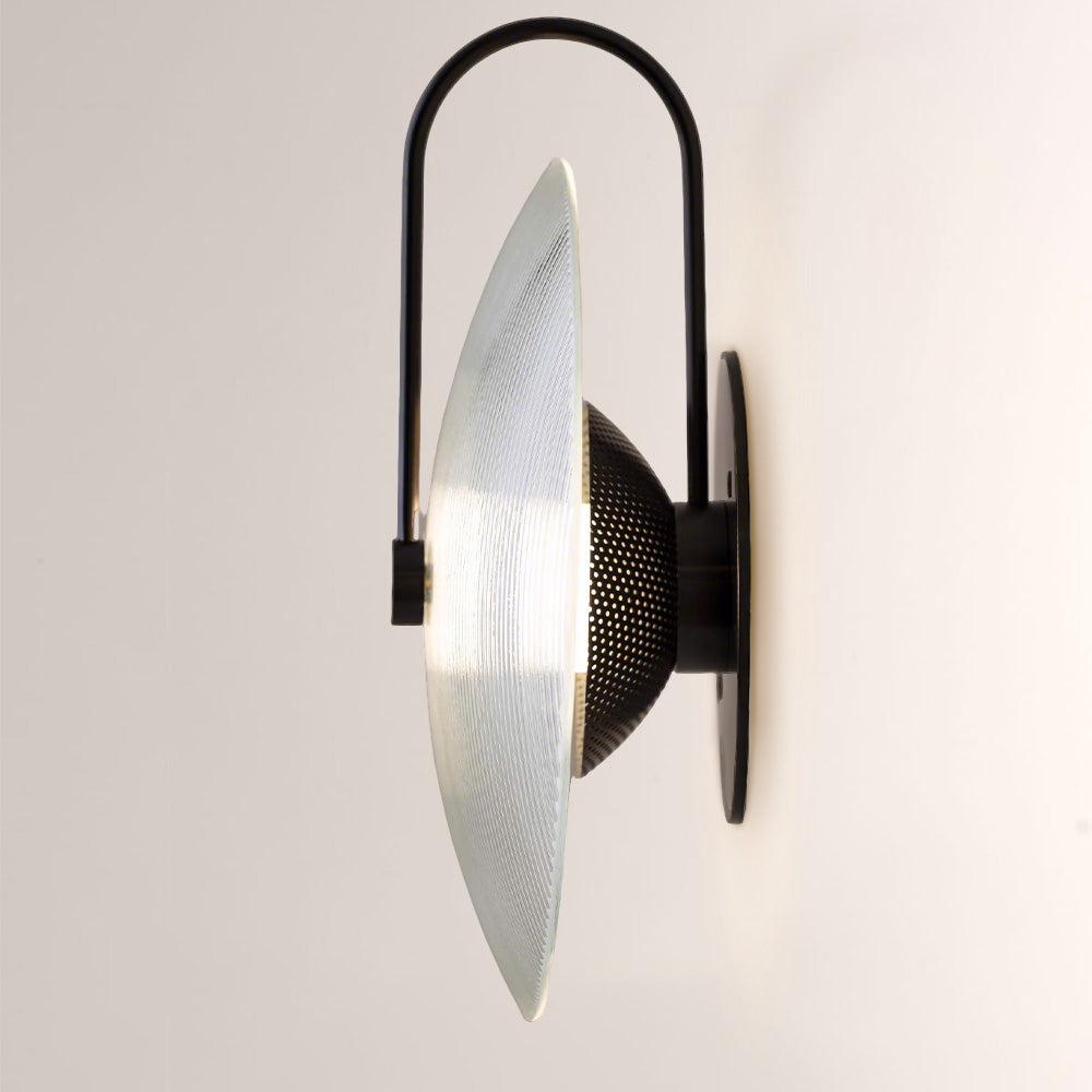 Aperto Ribbed Glass Disc Wall Sconce