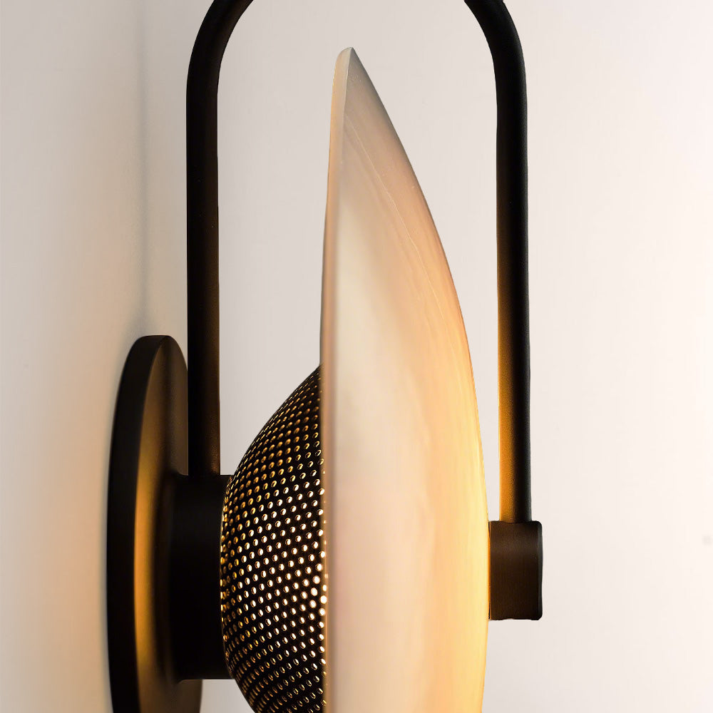 Aperto Ribbed Glass Disc Wall Sconce