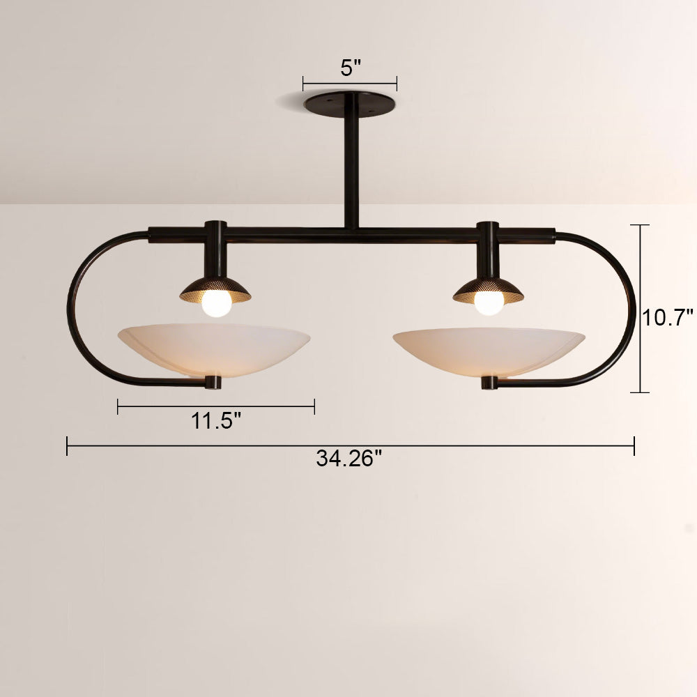 Aperto Curved Metal Glass Bowl Chandelier