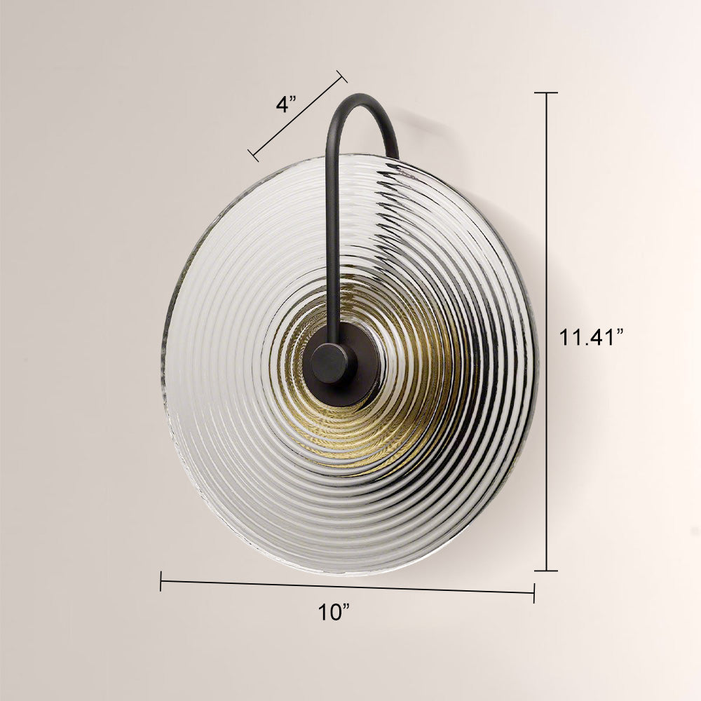 Aperto Ribbed Glass Disc Wall Sconce