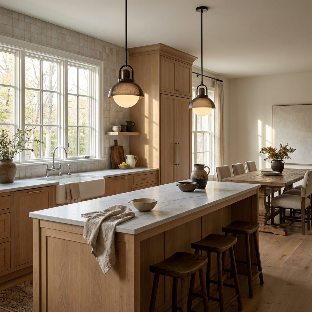 Arcane Perforated Metal Wood Orb Pendant