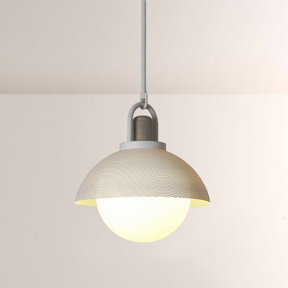 Arcane Perforated Metal Wood Orb Pendant