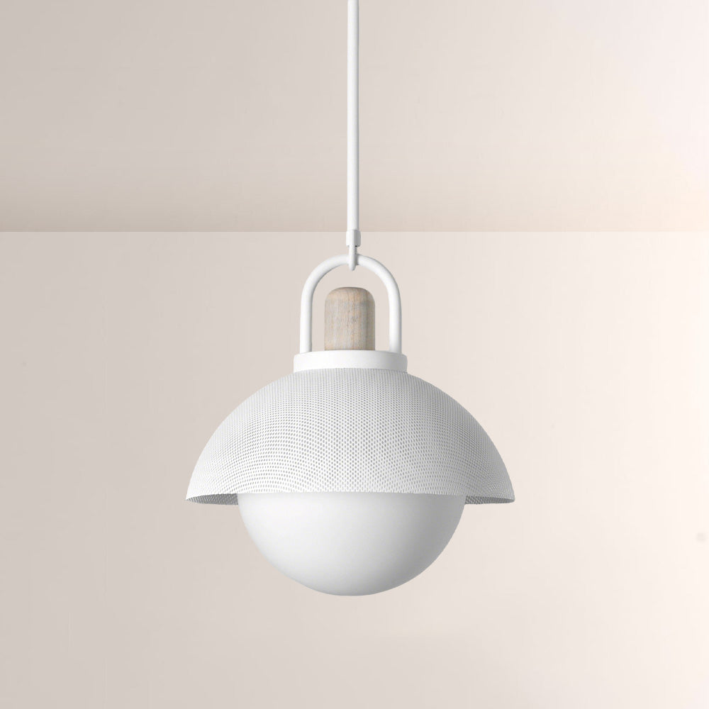 Arcane Perforated Metal Wood Orb Pendant