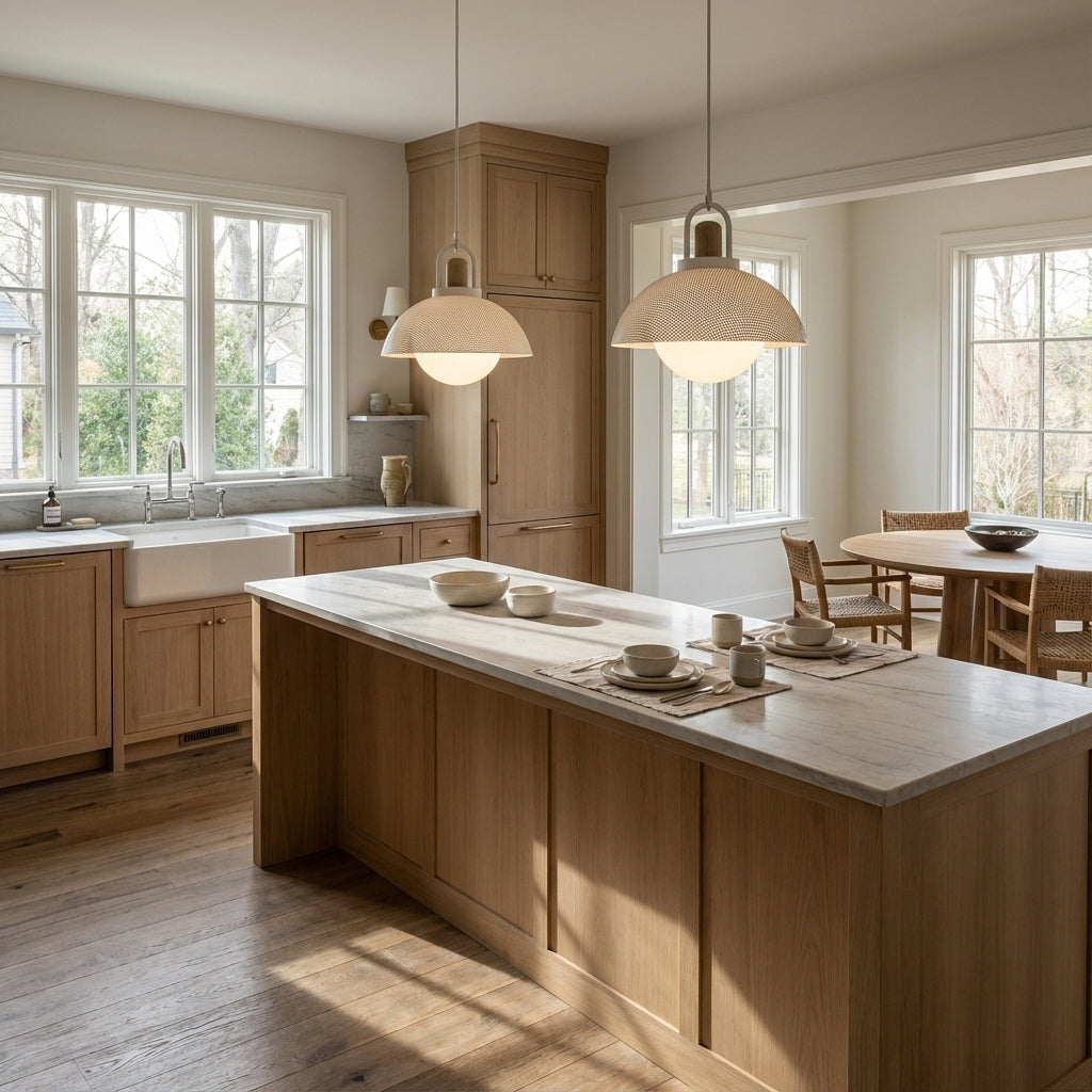 Arcane Perforated Metal Wood Orb Pendant