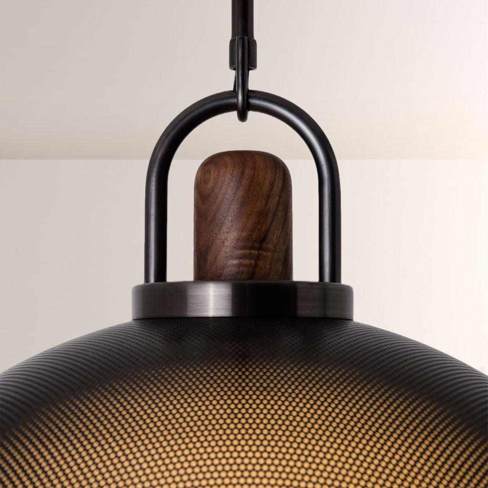 Arcane Perforated Metal Wood Orb Pendant
