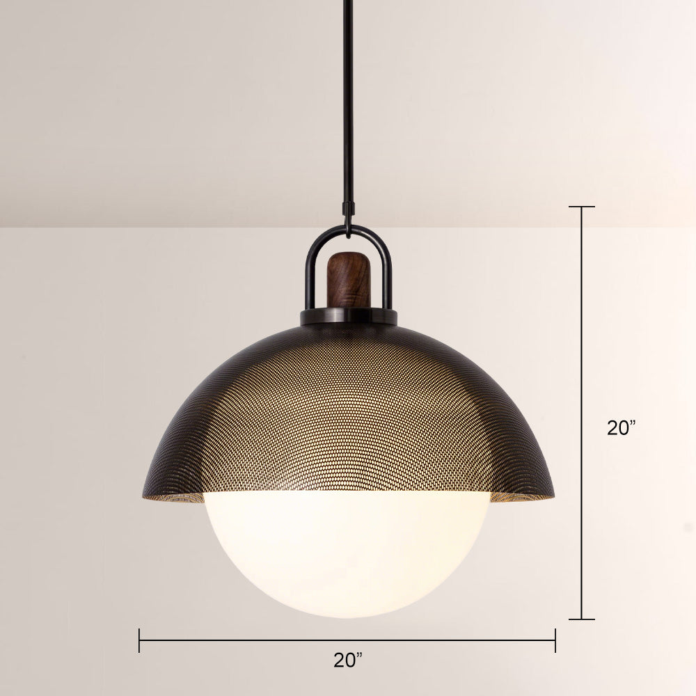 Arcane Perforated Metal Wood Orb Pendant