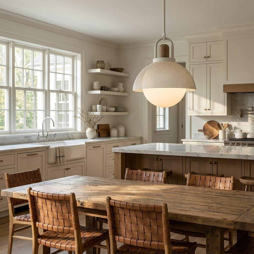 Arcane Perforated Metal Wood Orb Pendant