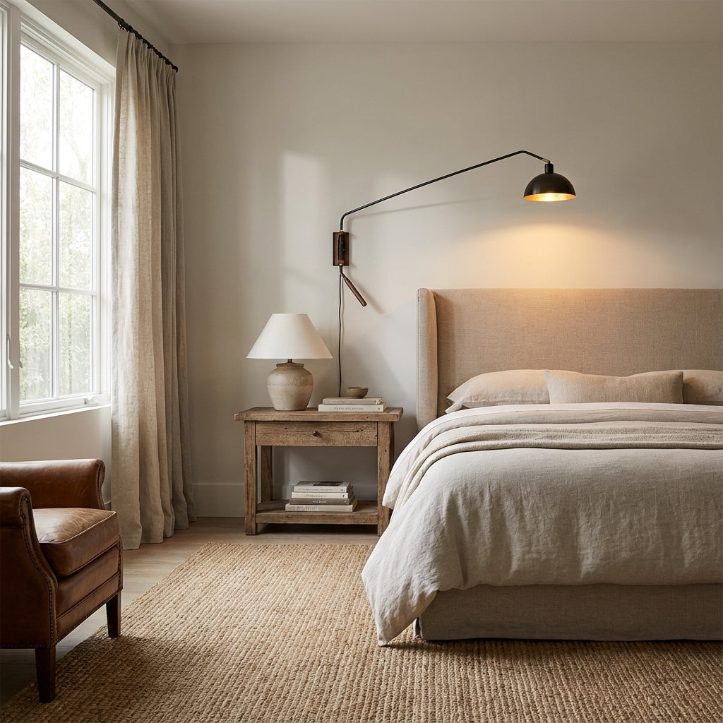 Arcane Walnut Dual-Tone Metal Adjustable Wall Sconce