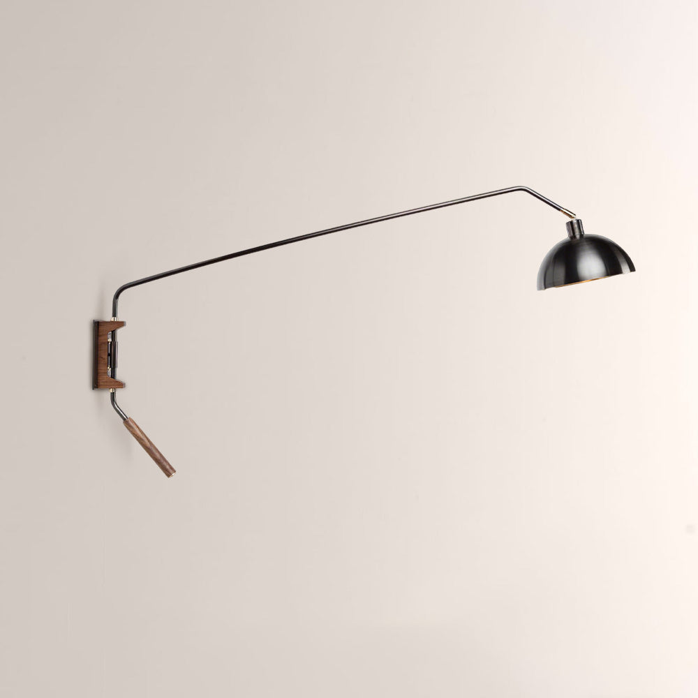 Arcane Walnut Dual-Tone Metal Adjustable Wall Sconce