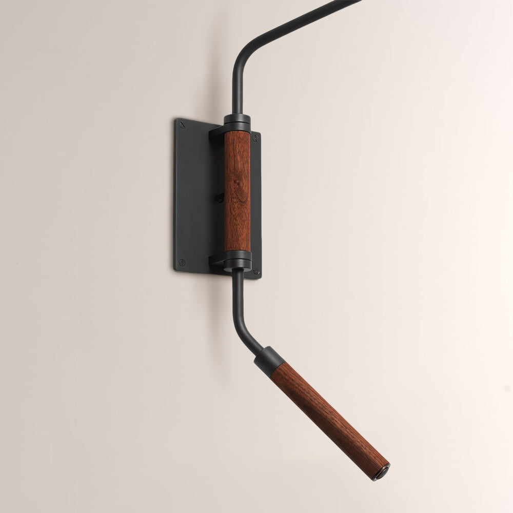 Arcane Walnut Dual-Tone Metal Adjustable Wall Sconce