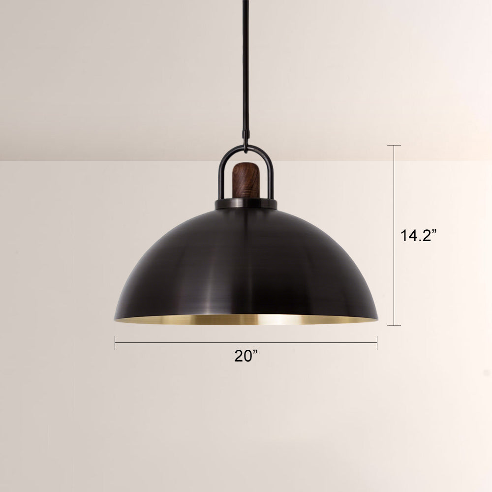 Arcane Walnut Dual Tone Metal Dome Pendant
