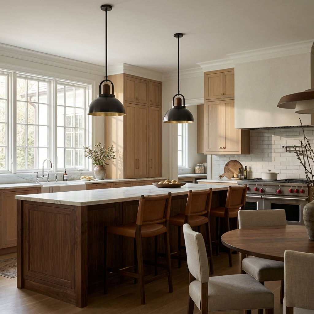 Arcane Walnut Dual Tone Metal Dome Pendant