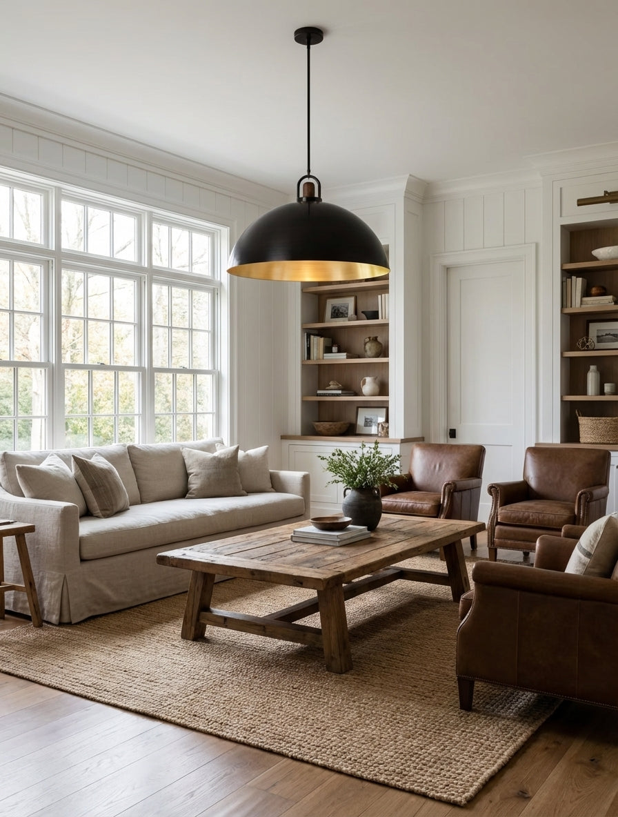 Arcane Walnut Dual Tone Metal Dome Pendant