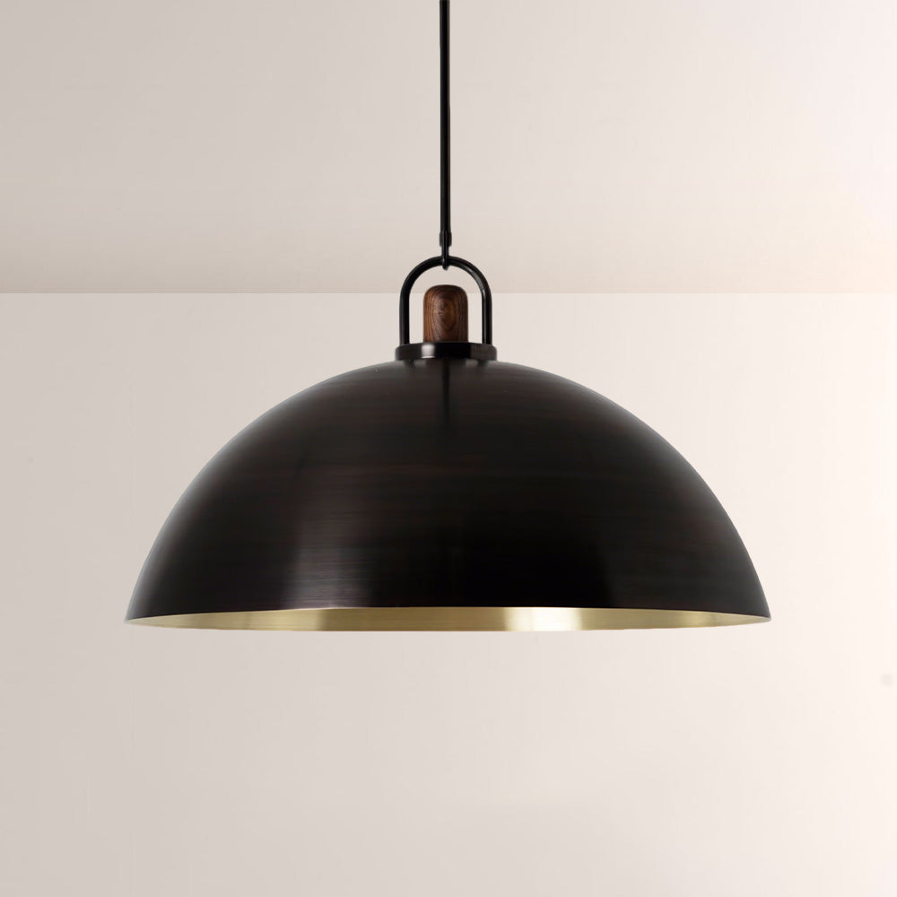 Arcane Walnut Dual Tone Metal Dome Pendant