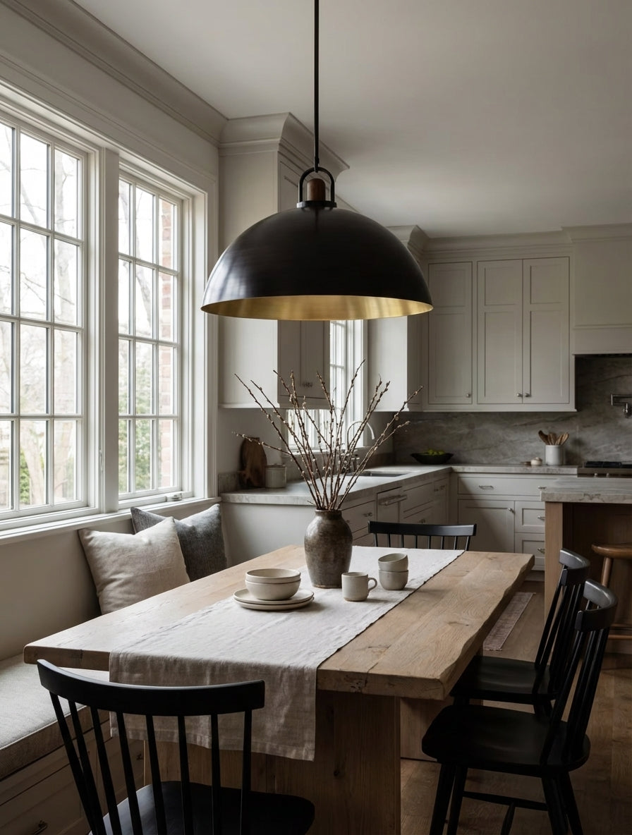 Arcane Walnut Dual Tone Metal Dome Pendant