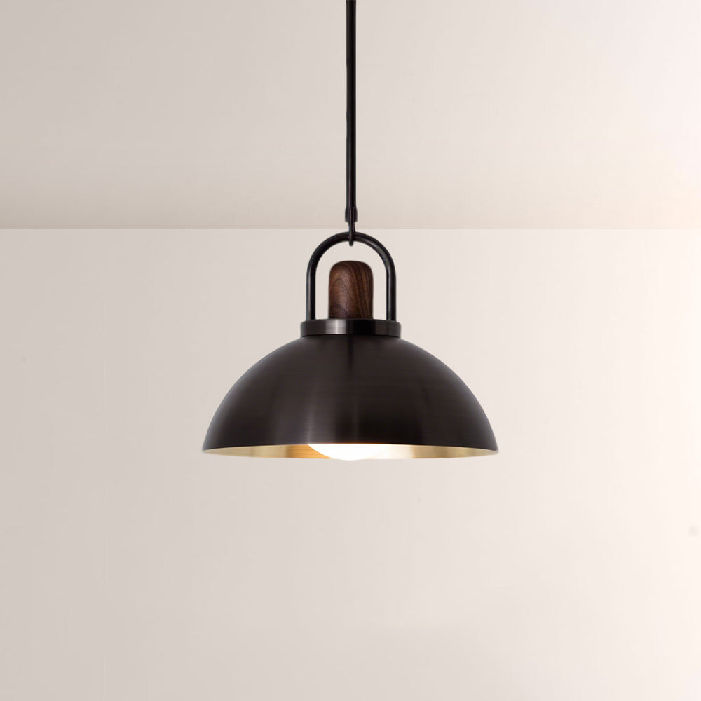 Arcane Walnut Dual Tone Metal Dome Pendant