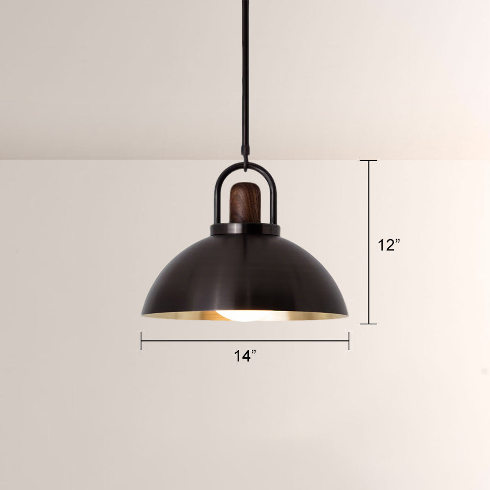 Arcane Walnut Dual Tone Metal Dome Pendant