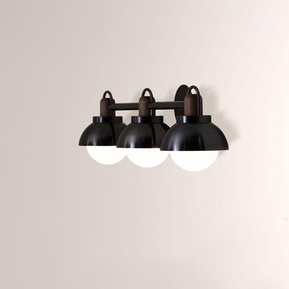 Arcane Walnut Metal Dome Wall Sconce