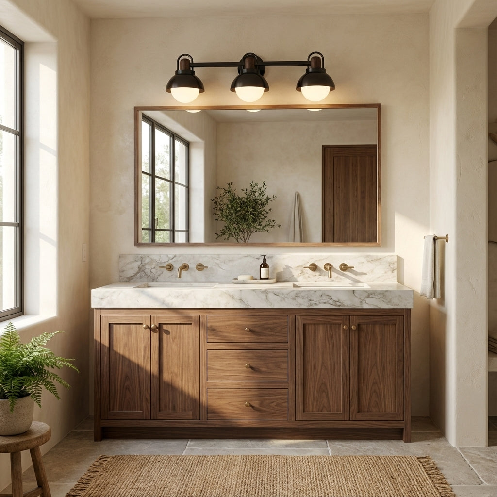 Arcane Walnut Metal Dome Wall Sconce