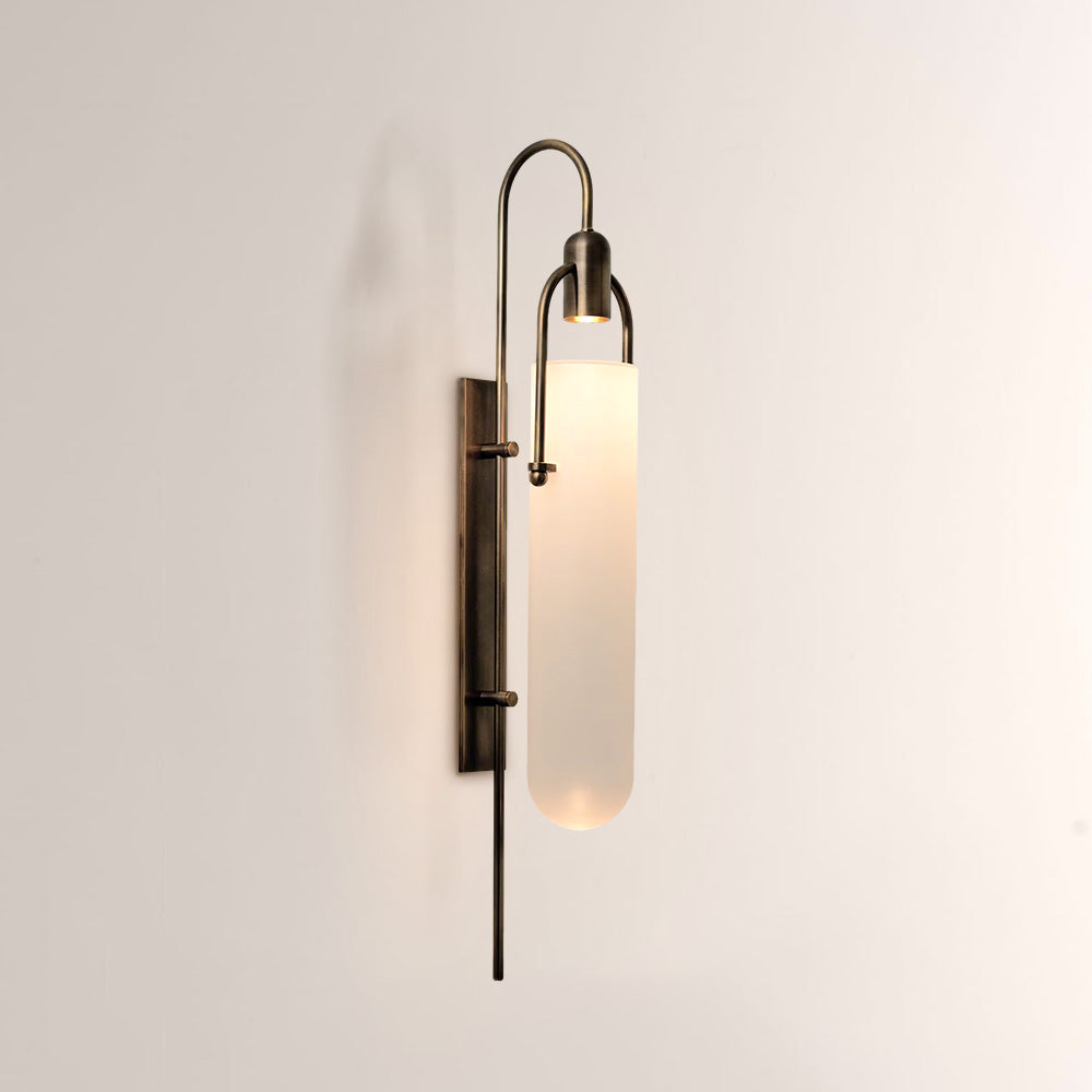 Arcane Metal Frosted Glass Cylinder Wall Sconce