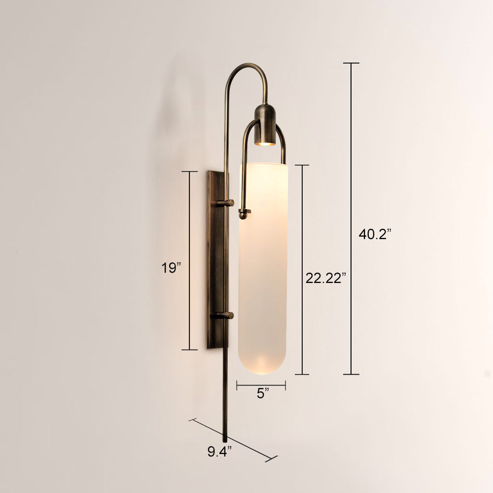 Arcane Metal Frosted Glass Cylinder Wall Sconce