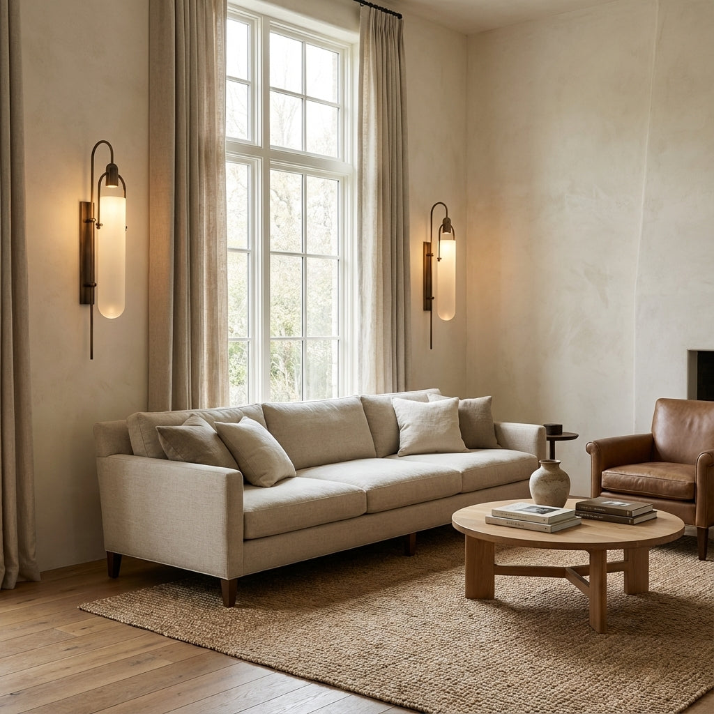 Arcane Metal Frosted Glass Cylinder Wall Sconce