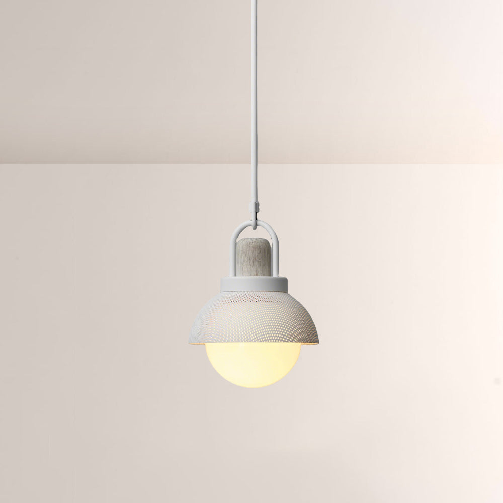 Arcane Perforated Metal Wood Orb Pendant