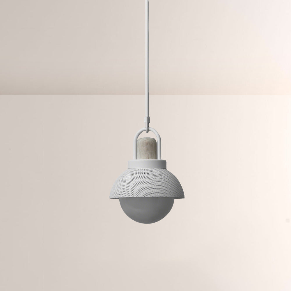 Arcane Perforated Metal Wood Orb Pendant